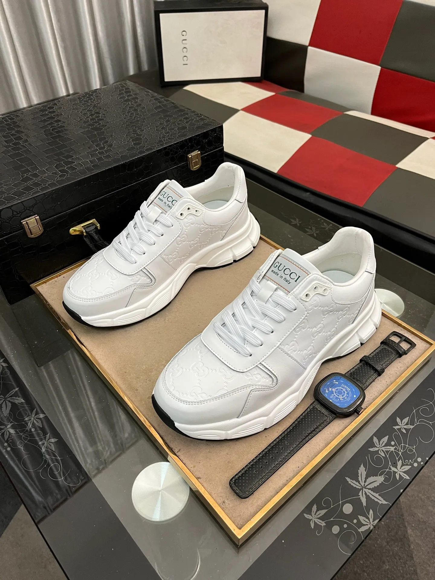 Men's shoes 💰440⌚️⌚️ (GUCCI-Gucci) luxury brand sports and casual shoes, imported original material, sheepskin lining, high-end and comfortable, original outsole is light and wear-resistant! Purely handmade, details determine quality! 38-443️⃣colors available